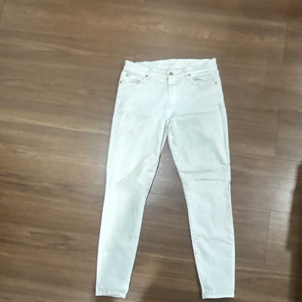 7For All Mankind The Skinny Jeans Womens 29 White Stretch Denim Heavy Stains TLC